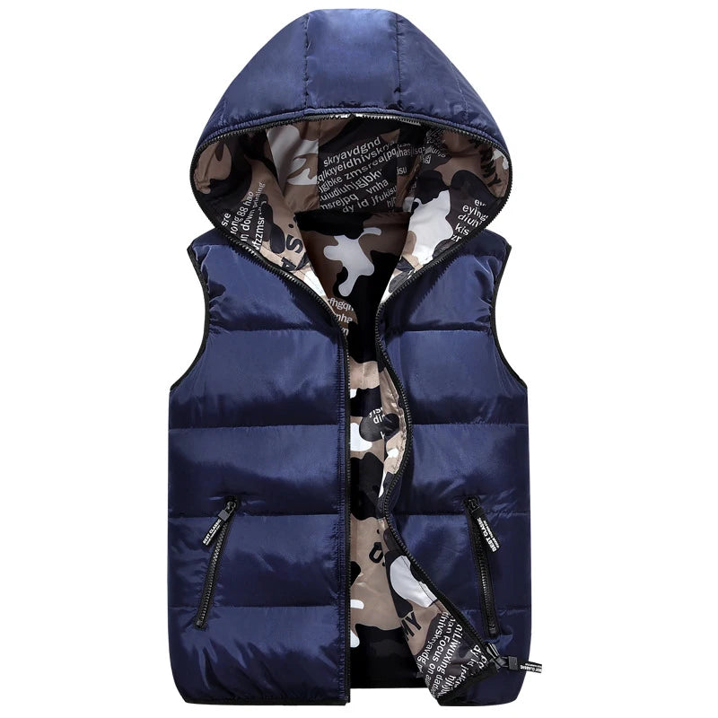 DIMUSI Men’s Winter Hooded Vest – Reversible, Thick & Stylishly Warm