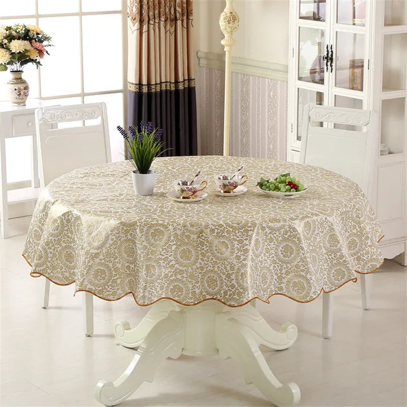 Waterproof PVC Round Table Cloth, Floral Pattern, Household Decoration, Oilproof Tablecloth, Home Dining Table Cover, Wholesale