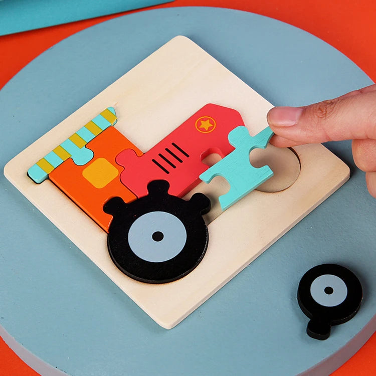 Juguetes de madera para niños, puzle 3D de madera, puzle de animales de dibujos animados, puzle cognitivo, juguetes educativos de aprendizaje temprano para regalo de niños