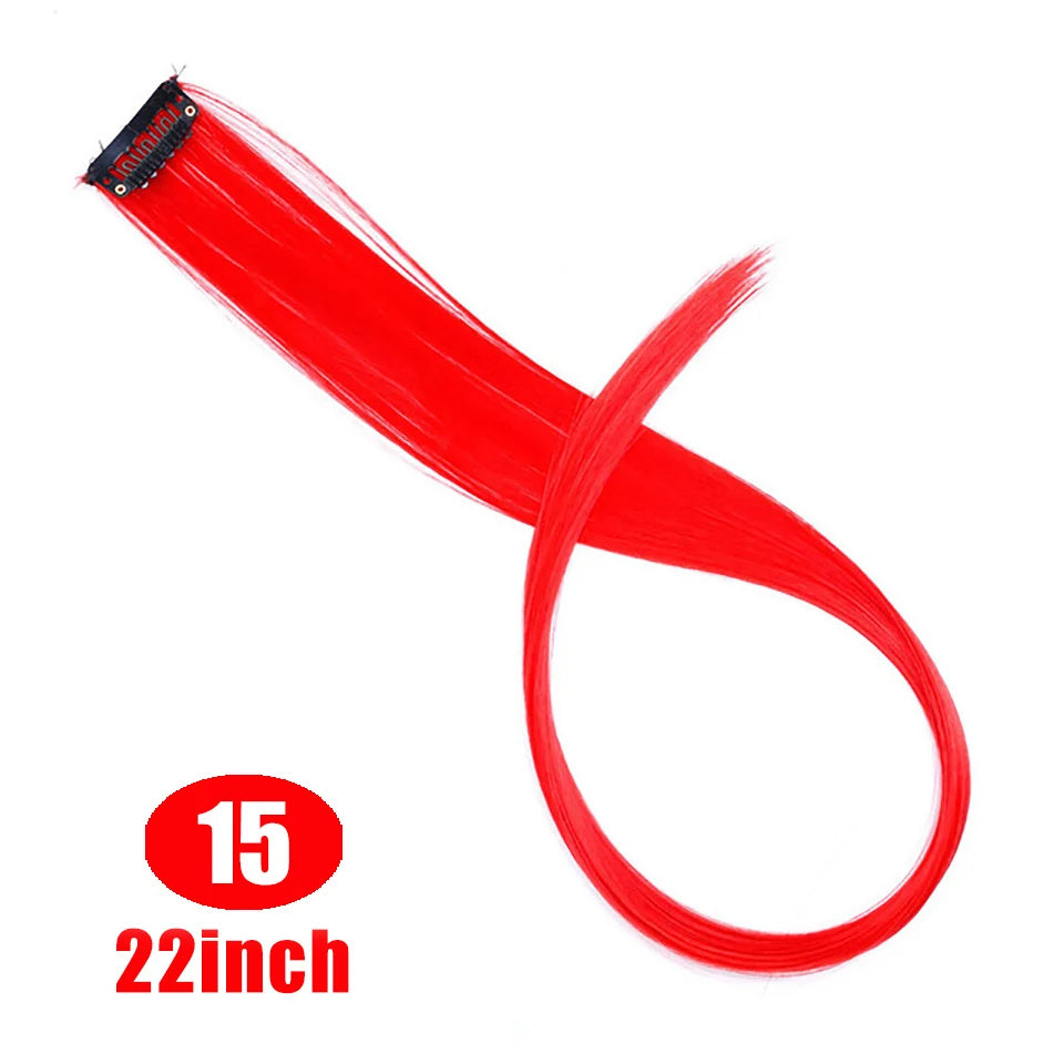 Extension capillaire synthétique Lupu, mèches arc-en-ciel, une seule pièce, épingle à cheveux, cheveux longs et raides, pour faux cheveux