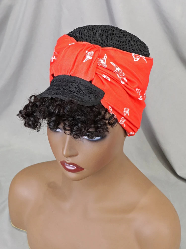 Color 1B/30 Diadema Pixie Cut Peluca de Pelo Corto Diadema Corte Corto Pelucas Completas Hechas a Máquina Pelo Rizado Peluca Con Diadema
