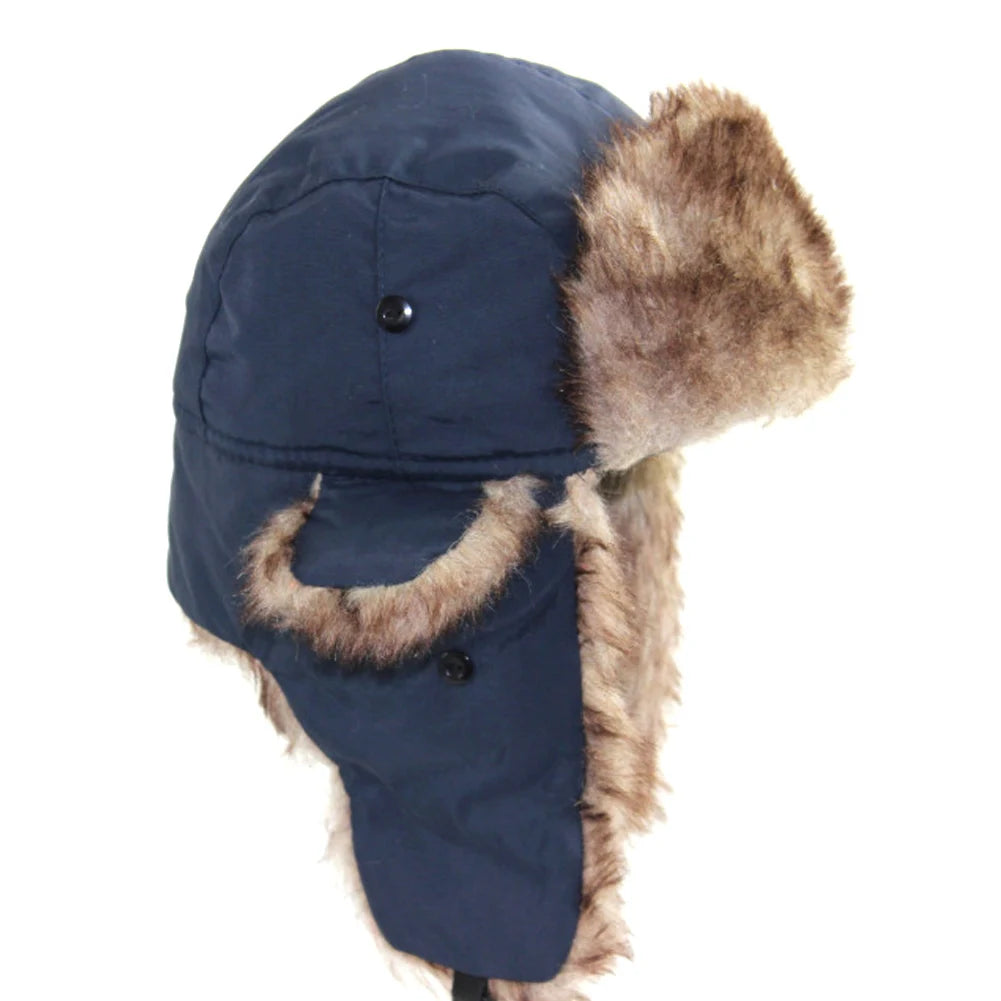 Mens Women Unisex Warm Trapper Aviator Trooper Earflap Winter Flaps Ski Hat New Hats Russian Ski Hat Faux Fur Hats