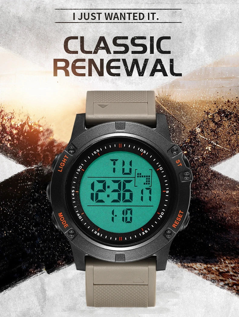 Relojes de hombre Reloj digital impermeable deportivo para hombre Esfera LED grande Moda Caqui Reloj de pulsera militar Reloj Masculino