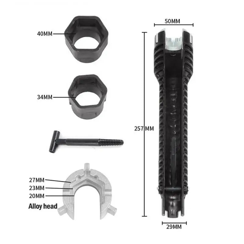 Herramientas de fontanería, llave multifunción 8 en 1, llave de grifo de lavabo inglesa, juego de llaves, reparación antideslizante de cocina, tubo multi-llave, herramientas manuales