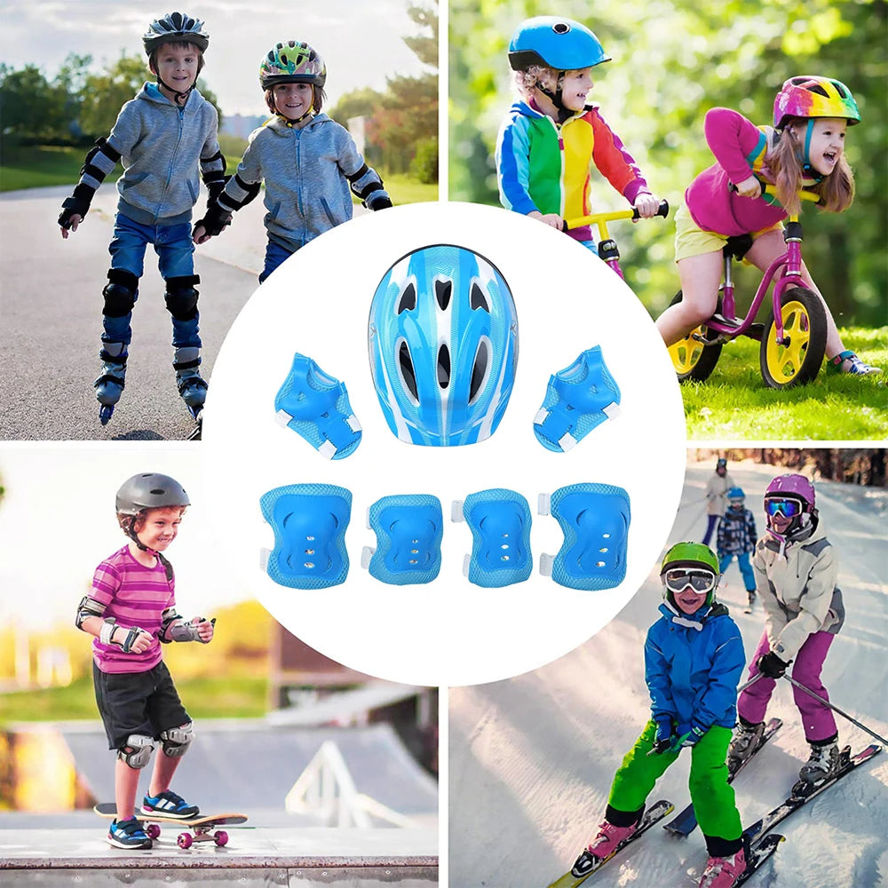 Set de Equipo de Protección para Niños Patinaje Casco Protector Rodilleras Coderas Muñequeras Niño Niña Bicicleta Patineta Esquí Patinete Deportes