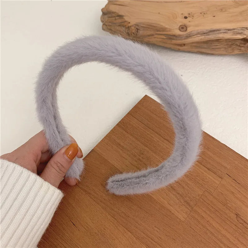 Warm Imitate Rabbit fur Headband For Women Thicken Plush Wide Hair Hoop Sweet Hair Bands For Girls Bezel New Hair Accessories