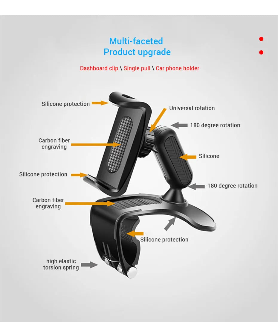 Soporte de teléfono para coche en salpicadero ABS, soporte de teléfono móvil para parasol, soporte de teléfono para espejo retrovisor de coche, accesorios de rotación de 360 grados