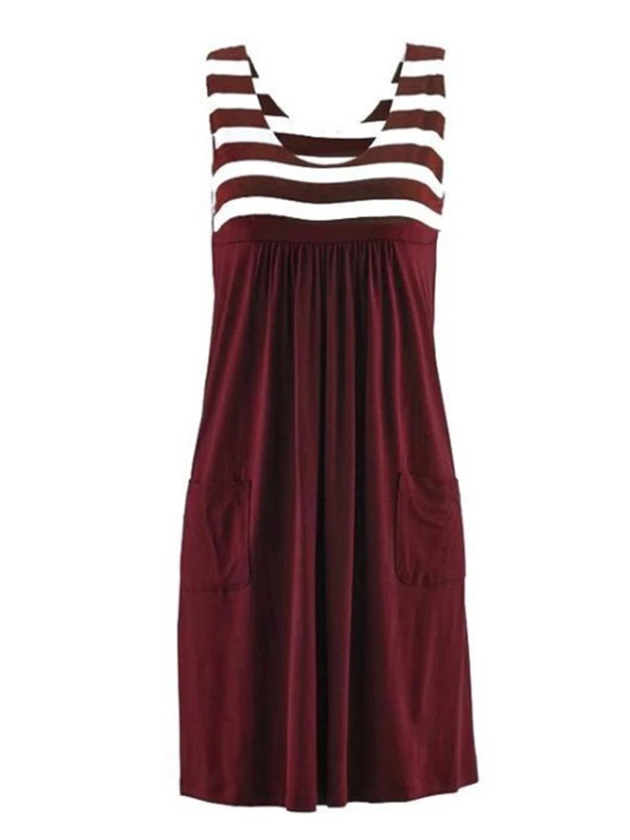 Vestido de rayas de moda vestido de verano vestido holgado sin mangas simple ropa de mujer