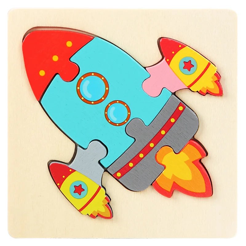 Juguetes de madera para niños, puzle 3D de madera, puzle de animales de dibujos animados, puzle cognitivo, juguetes educativos de aprendizaje temprano para regalo de niños