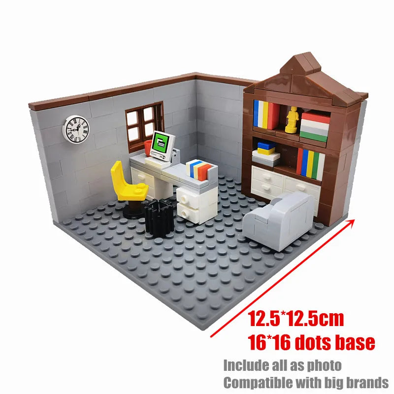 Juguetes de bloques de construcción para niños y niñas, regalos de bricolaje, ladrillos MOC, modelo de muebles para dormitorio y sala de estar