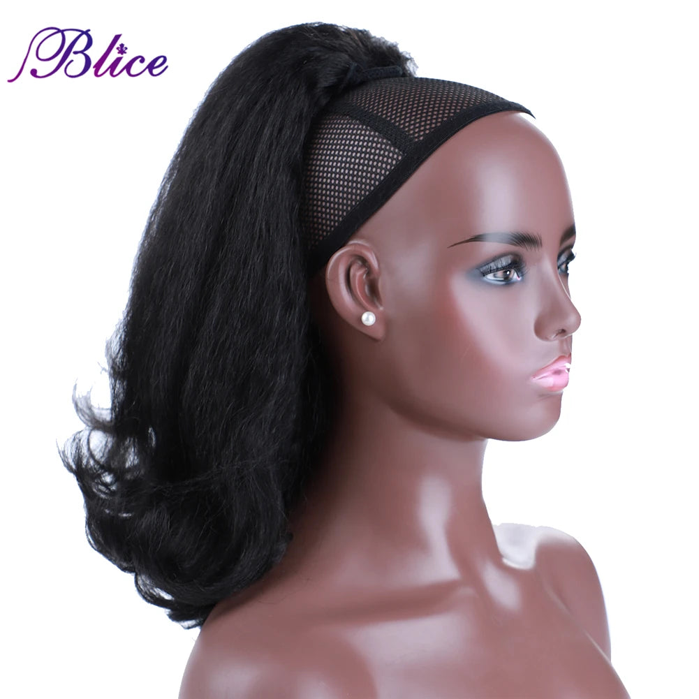 Blice Synthetic Drawstring Ponytail Hair Pieces Ponytail Kinky Straight Hair Extensions Kanekalon Hair With Combs Warp Ponytail