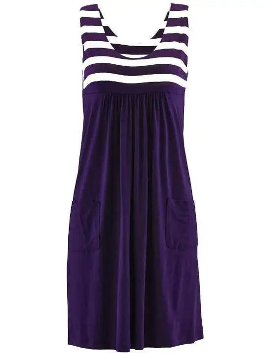 Vestido de rayas de moda vestido de verano vestido holgado sin mangas simple ropa de mujer
