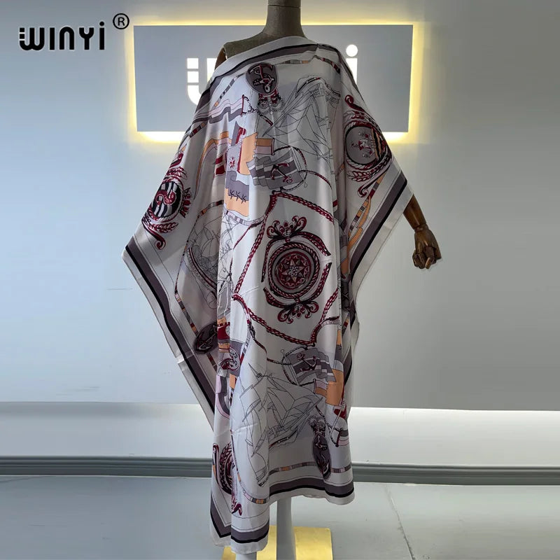 Vestidos Estampados Para Mujer 2021 Diseño de Moda Vestido Suelto Manga Murciélago Maxi Largo Vestidos de Fiesta Verano Otoño Elegante