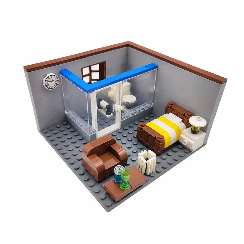 Juguetes de bloques de construcción para niños y niñas, regalos de bricolaje, ladrillos MOC, modelo de muebles para dormitorio y sala de estar