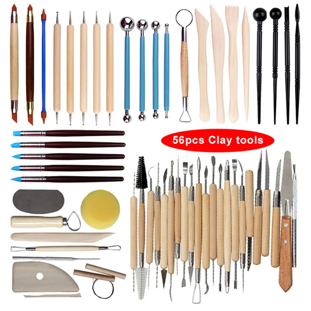 Arts Crafts Clay Sculpting Tools Pottery Carving Tool kit Pottery & Ceramics Ceramics Wooden Handle Modeling Clay Tools