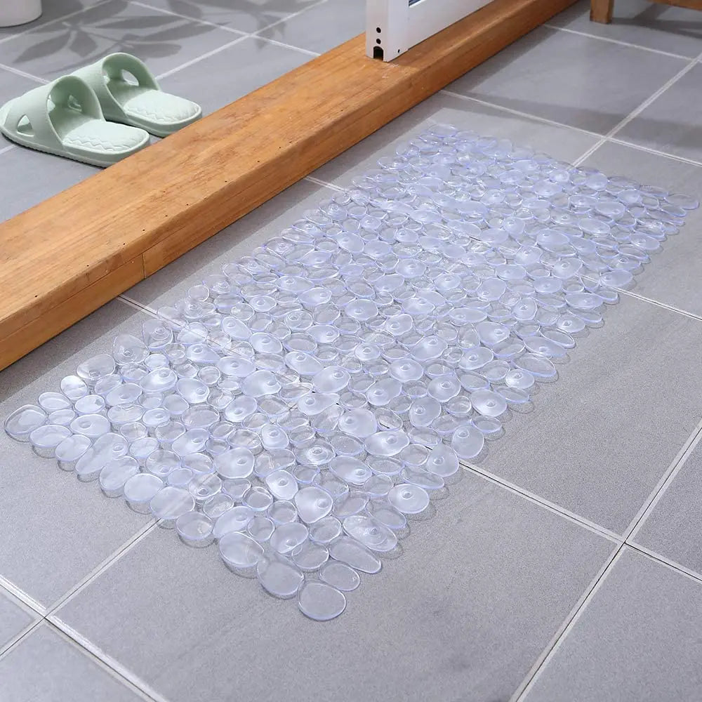 Alfombrilla Antideslizante de Seguridad para Suelo de Baño, Alfombra de Bañera, Alfombrilla de Ducha de Goma Ecológica con Piedras para Niños, Mayores y Discapacitados