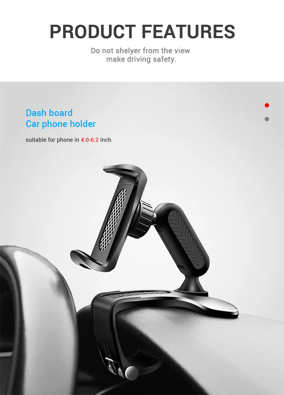 Soporte de teléfono para coche en salpicadero ABS, soporte de teléfono móvil para parasol, soporte de teléfono para espejo retrovisor de coche, accesorios de rotación de 360 grados