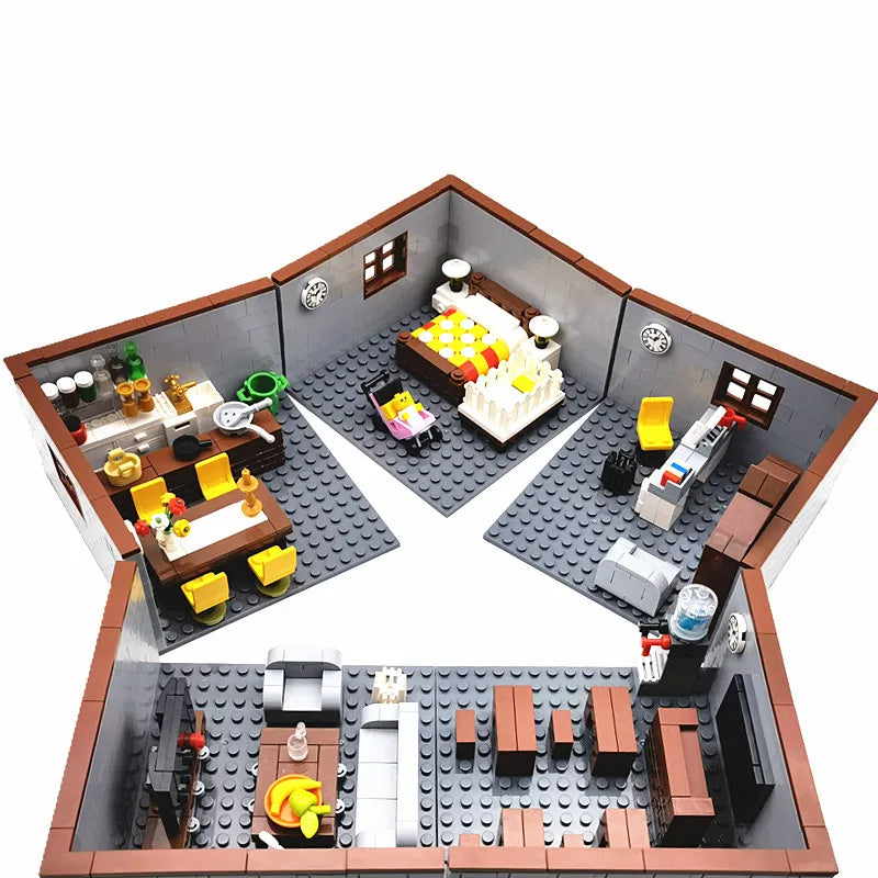 Juguetes de bloques de construcción para niños y niñas, regalos de bricolaje, ladrillos MOC, modelo de muebles para dormitorio y sala de estar