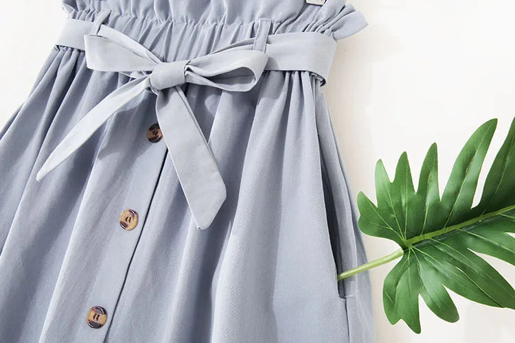 Falda Midi de Verano para Mujer, Elegante Falda Sólida de Cintura Alta para Niñas, Primavera Casual, Abotonada con Lazos, Oficina, Falda de Algodón Acampanada para Dama