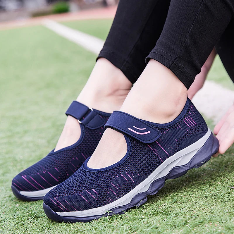 Zapatos de plataforma plana de moda de verano para mujer Zapatillas casuales de malla transpirable para mujer Zapatos de barco para damas