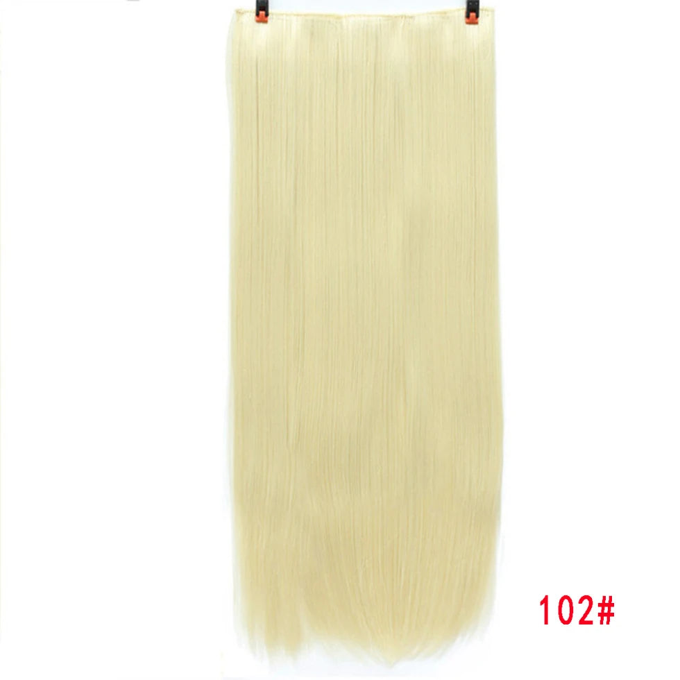 LUPU Extensiones de pelo sintético largo ondulado de 24 pulgadas, línea de pesca invisible, sin clips secretos, piezas de pelo, fibra resistente al calor