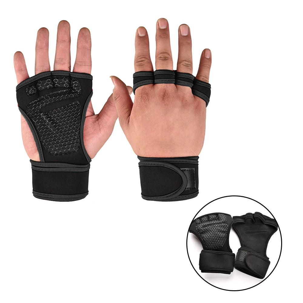 Guantes de entrenamiento deportivo para hombres y mujeres Guantes de gimnasio para hacer ejercicio, culturismo, levantamiento de pesas, protectores de palma y muñeca