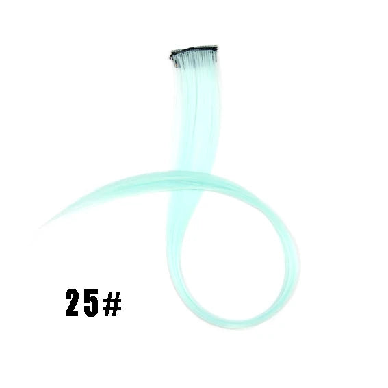 Extensiones de cabello sintético liso de 55,8 cm de largo, 37 colores, ignífugas, de clip, de una sola pieza