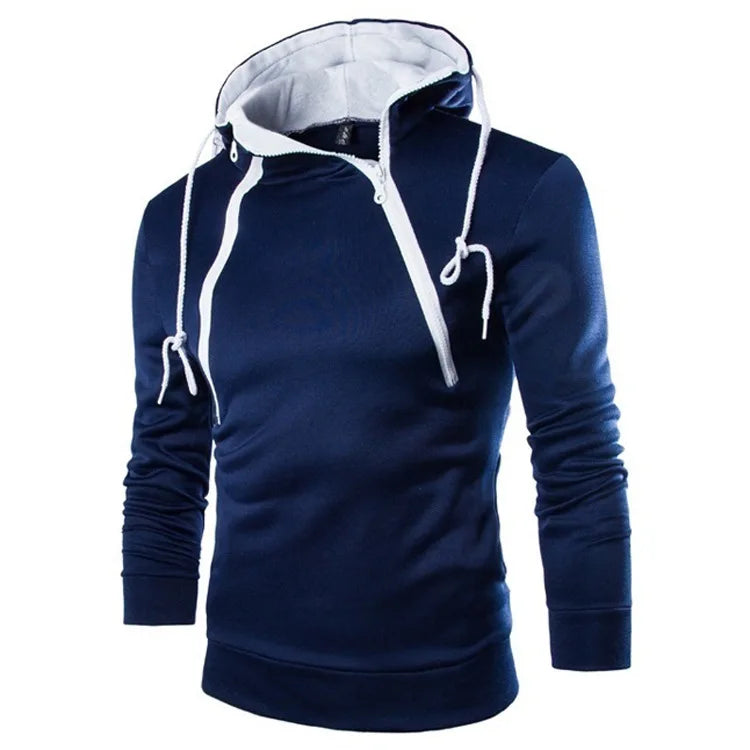 Sudadera con capucha de manga larga para hombre, sudadera con cremallera y capucha, cuello alto, top, chaqueta, abrigo, suéter negro