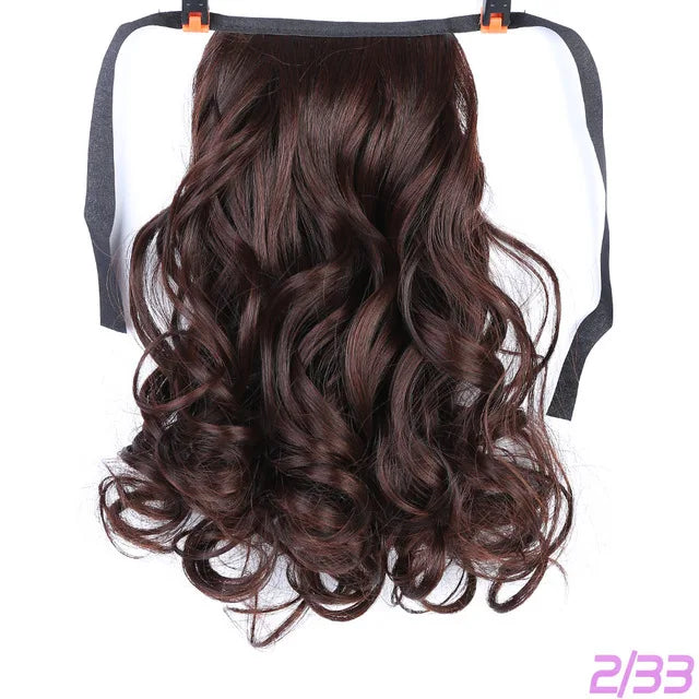 Extensiones de cabello sintético resistente al calor Allaosify marrón negro extensiones de cola de caballo con cordón de 12 pulgadas.
