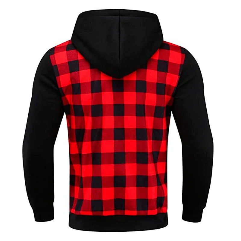 Chaquetas para hombre 2025Nueva cazadora bomber informal ajustada a cuadros para hombre, chaqueta de otoño-invierno con cremallera de manga larga, cárdigan con capucha y cortavientos para hombre