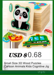 Juguetes de madera para niños, puzle 3D de madera, puzle de animales de dibujos animados, puzle cognitivo, juguetes educativos de aprendizaje temprano para regalo de niños