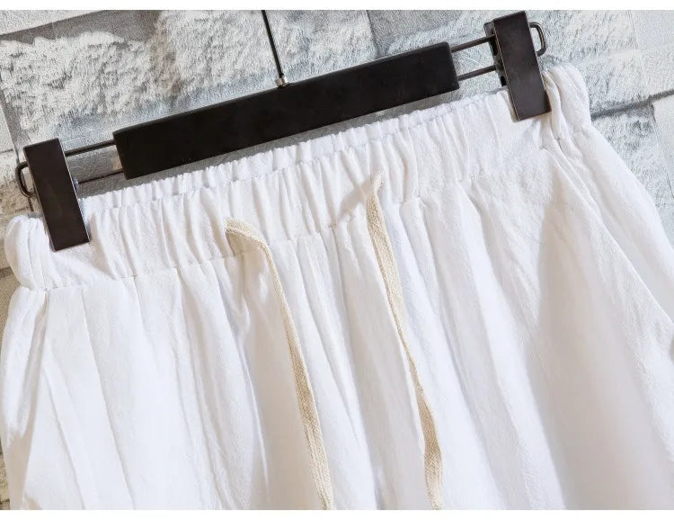 (Camisa + pantalón) camisa de verano para hombre, camisas de algodón y lino para hombre, camisas casuales de manga corta para hombre, un conjunto de ropa M-5XL