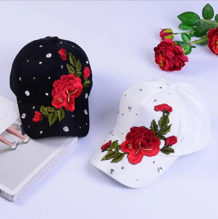 Gorra de béisbol de moda con estampado de rosas para hombre y mujer, gorras de primavera y verano, gorras de sol para mujer, gorra Snapback lisa, gorra de béisbol informal para fotos callejeras