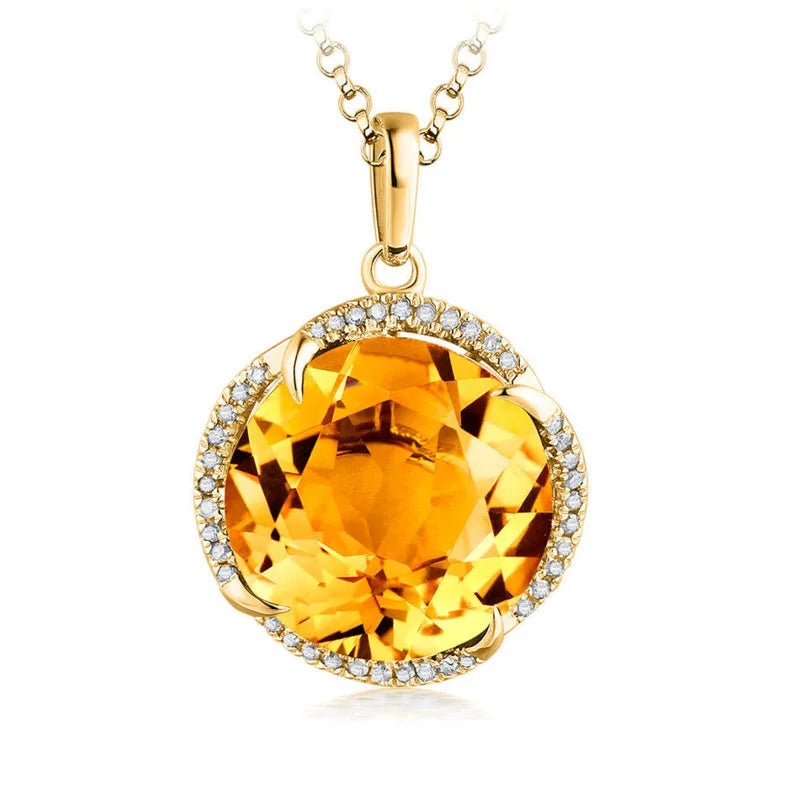 JoiasHome Conjuntos de joyas con dijes para mujer, moda, anillo de cristal amarillo, pendientes, collar, fiesta femenina, joyería de plata 925 al por mayor