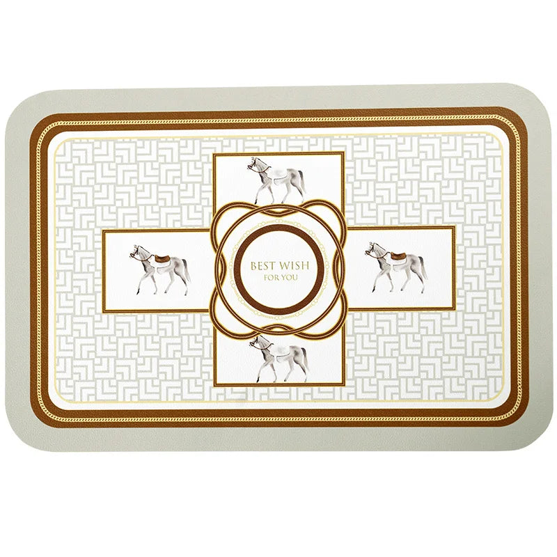 Manteles individuales de caballos, juego de 2, resistentes al calor, bonitos, lavables, duraderos, tapetes de mesa de cocina, impermeables, antideslizantes, rectangulares naranjas