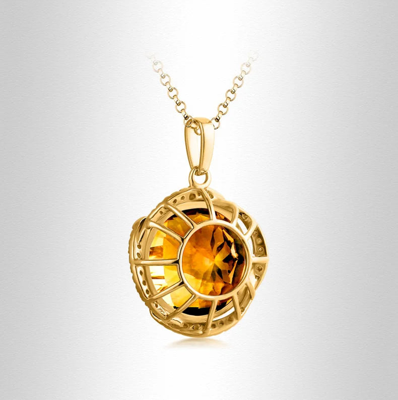 JoiasHome Conjuntos de joyas con dijes para mujer, moda, anillo de cristal amarillo, pendientes, collar, fiesta femenina, joyería de plata 925 al por mayor