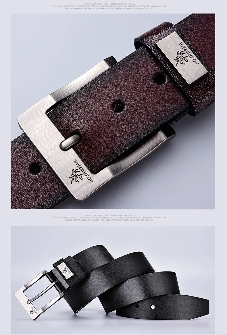 Cinturón de cuero para hombre de alta calidad con hebilla para vaqueros, informal, de negocios, vaquero, de moda, de diseño, novedad de 2025
