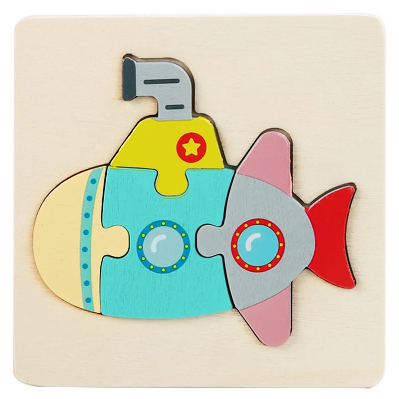 Juguetes de madera para niños, puzle 3D de madera, puzle de animales de dibujos animados, puzle cognitivo, juguetes educativos de aprendizaje temprano para regalo de niños