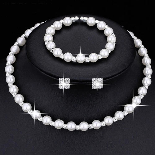 Juego de joyas de novia de perlas y cristales – Elegante, atemporal y con gracia chic