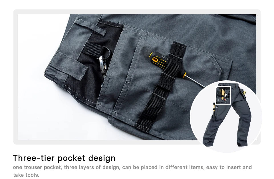Pantalones de trabajo de hombre Craftsman, nuevos, de alta calidad, con múltiples bolsillos, pantalones de trabajo, ropa de trabajo de mecánico
