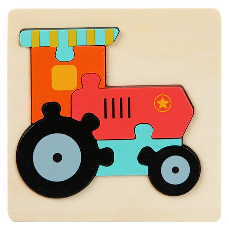 Juguetes de madera para niños, puzle 3D de madera, puzle de animales de dibujos animados, puzle cognitivo, juguetes educativos de aprendizaje temprano para regalo de niños