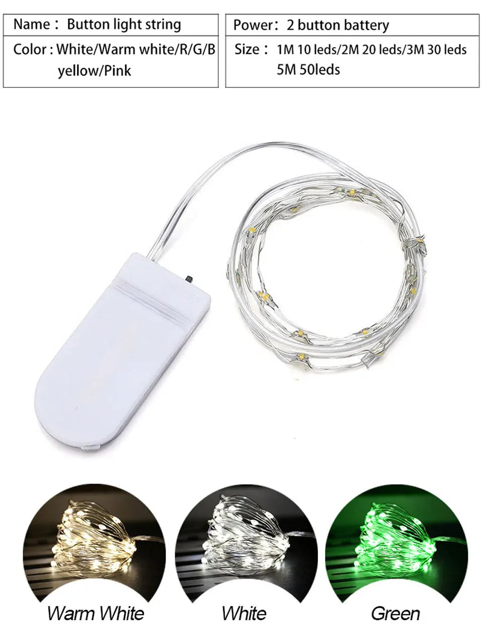 Luces LED de cadena, luz de noche, iluminación navideña, guirnalda de hadas de 1M, 2M, 3M, 5M, luz decorativa para Año Nuevo, boda, fiesta de cumpleaños