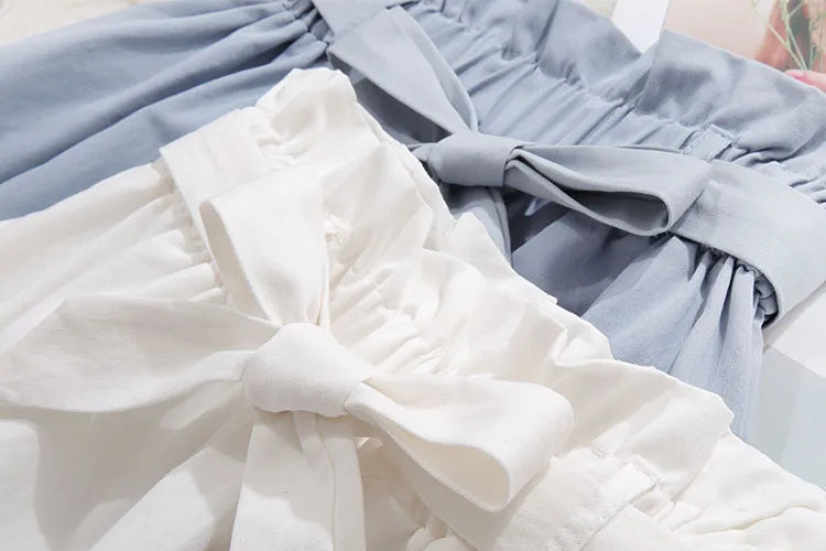 Falda Midi de Verano para Mujer, Elegante Falda Sólida de Cintura Alta para Niñas, Primavera Casual, Abotonada con Lazos, Oficina, Falda de Algodón Acampanada para Dama