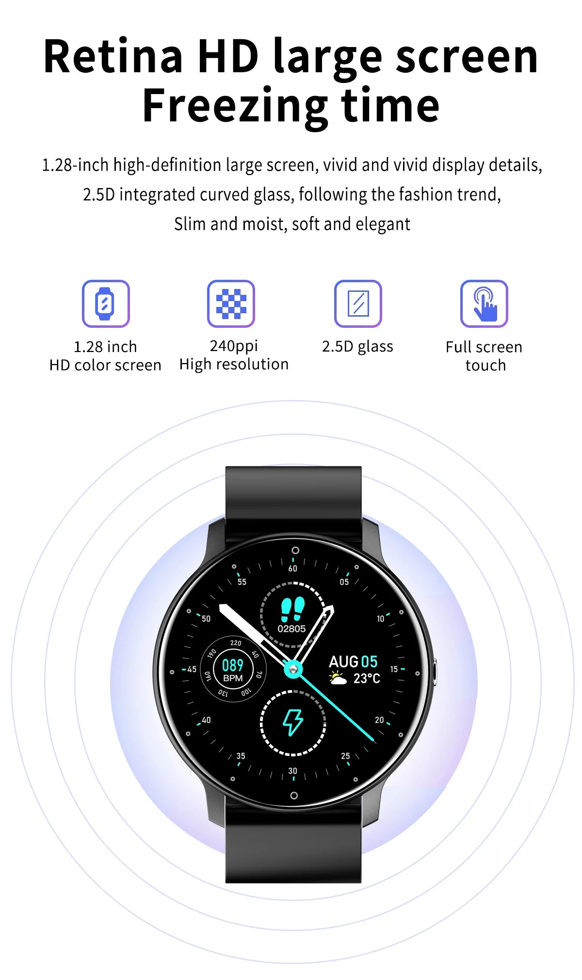 Reloj inteligente LIGE para mujer, hombre, regalo, relojes deportivos de fitness, monitor de ritmo cardíaco, Smartwatch resistente al agua para Xiaomi Android iOS