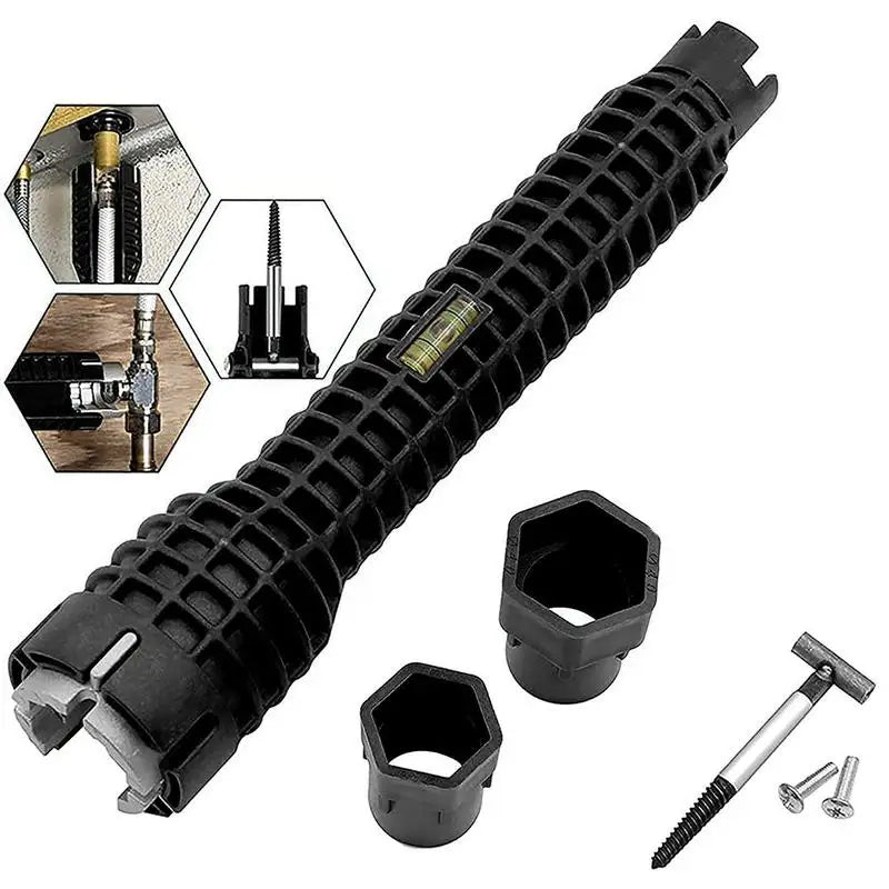 Herramientas de fontanería, llave multifunción 8 en 1, llave de grifo de lavabo inglesa, juego de llaves, reparación antideslizante de cocina, tubo multi-llave, herramientas manuales