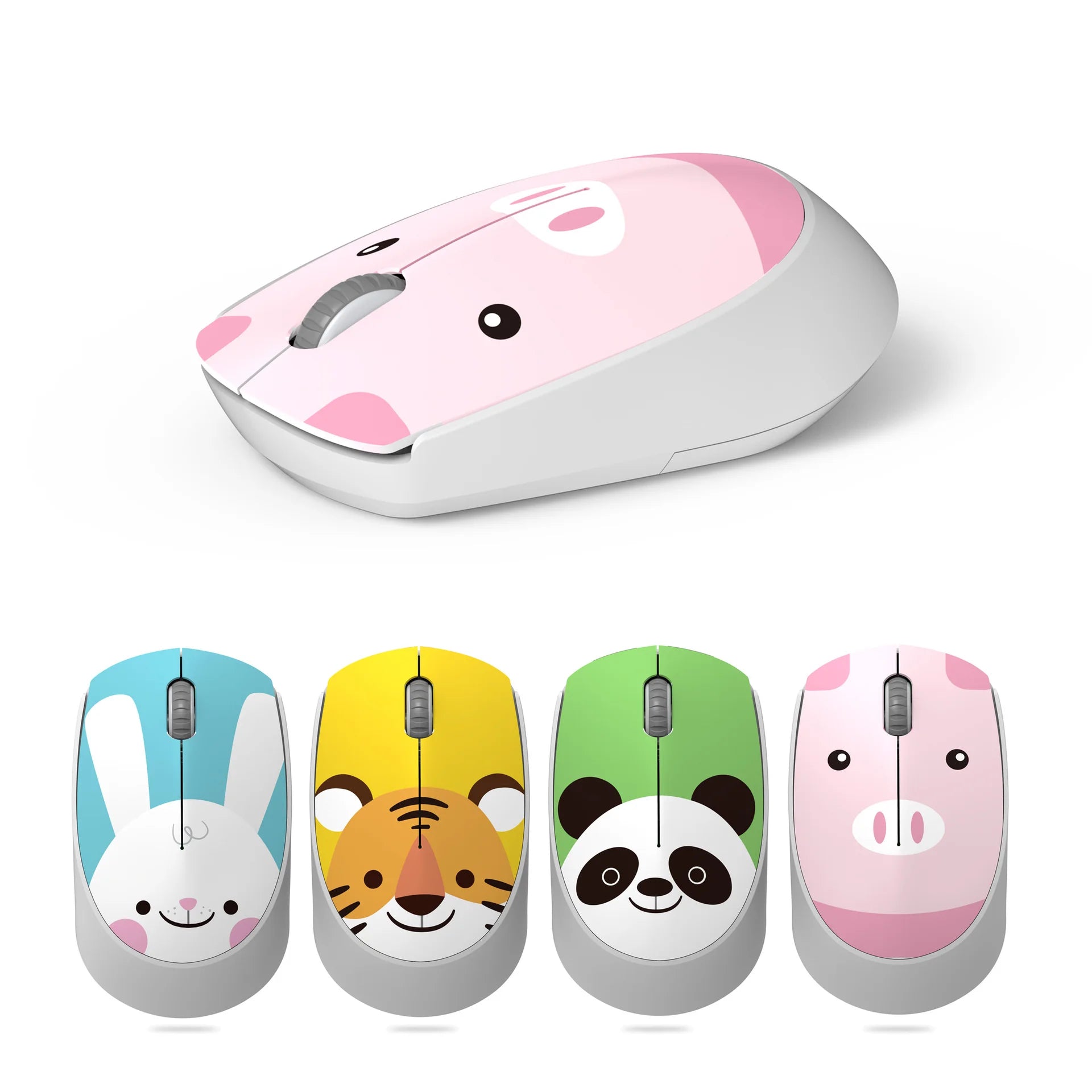 Lindo ratón rosa inalámbrico 2.4G USB mini recargable ergonómico regalo Mause, ratones ópticos silenciosos de dibujos animados para ordenador para niños