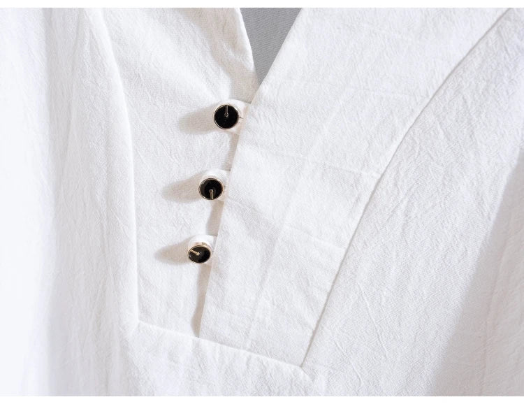 (Camisa + pantalón) camisa de verano para hombre, camisas de algodón y lino para hombre, camisas casuales de manga corta para hombre, un conjunto de ropa M-5XL
