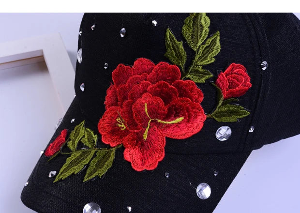 Gorra de béisbol de moda con estampado de rosas para hombre y mujer, gorras de primavera y verano, gorras de sol para mujer, gorra Snapback lisa, gorra de béisbol informal para fotos callejeras