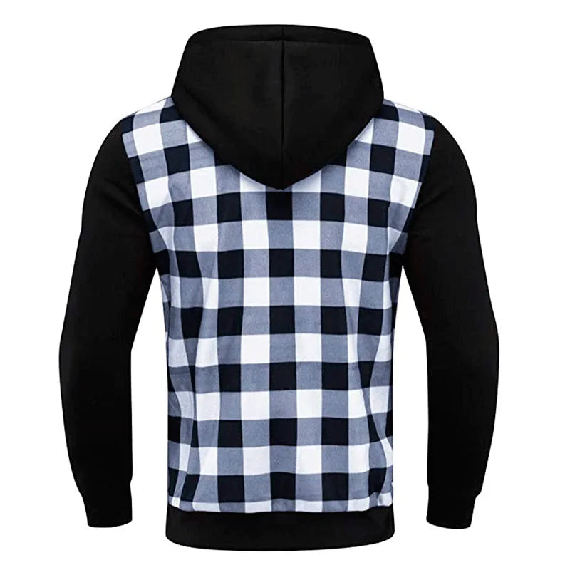 Chaquetas para hombre 2025Nueva cazadora bomber informal ajustada a cuadros para hombre, chaqueta de otoño-invierno con cremallera de manga larga, cárdigan con capucha y cortavientos para hombre
