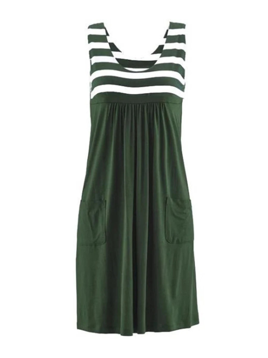 Vestido de rayas de moda vestido de verano vestido holgado sin mangas simple ropa de mujer